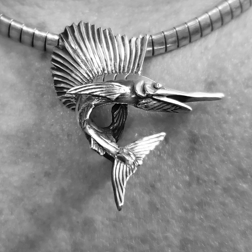 Sterling silver 3D sailfish pendant